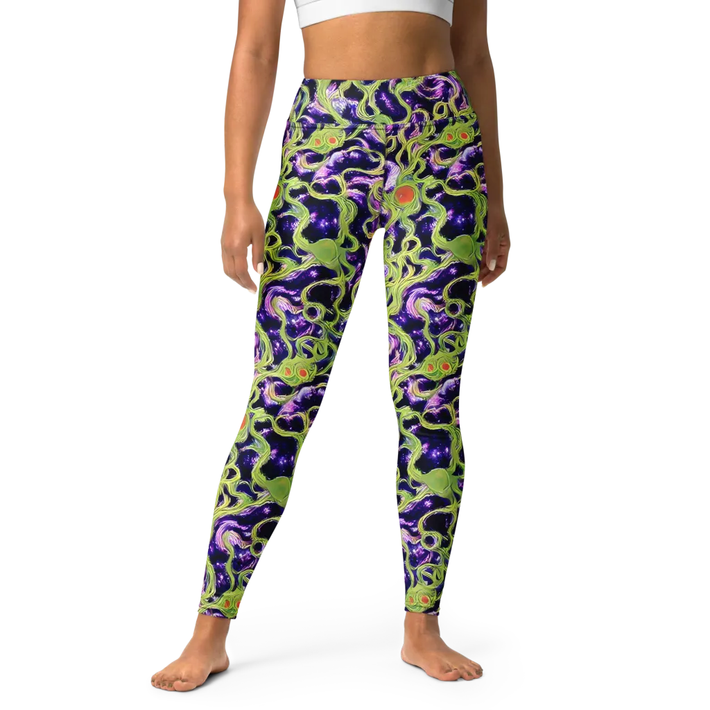 Orchid Supernova on Yoga Leggings — Front