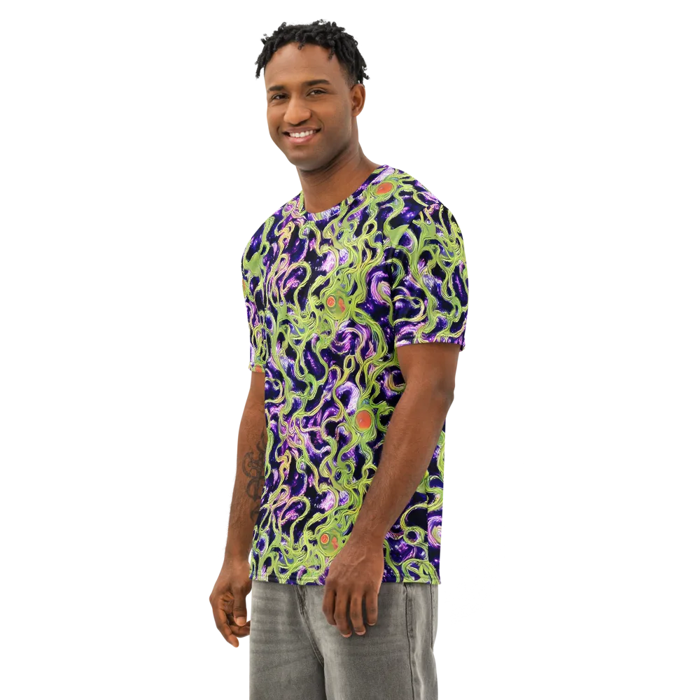 Orchid Supernova on Men's Cotton Crew Neck T-Shirt — Left Front