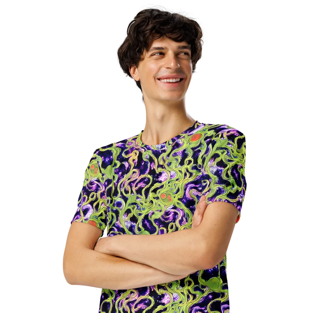 Orchid Supernova on Men's Crew Neck T-Shirt — Left Front
