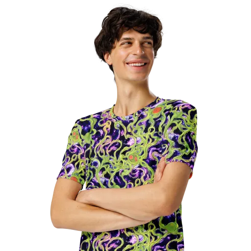Orchid Supernova on a Men's Crew Neck T-Shirt
