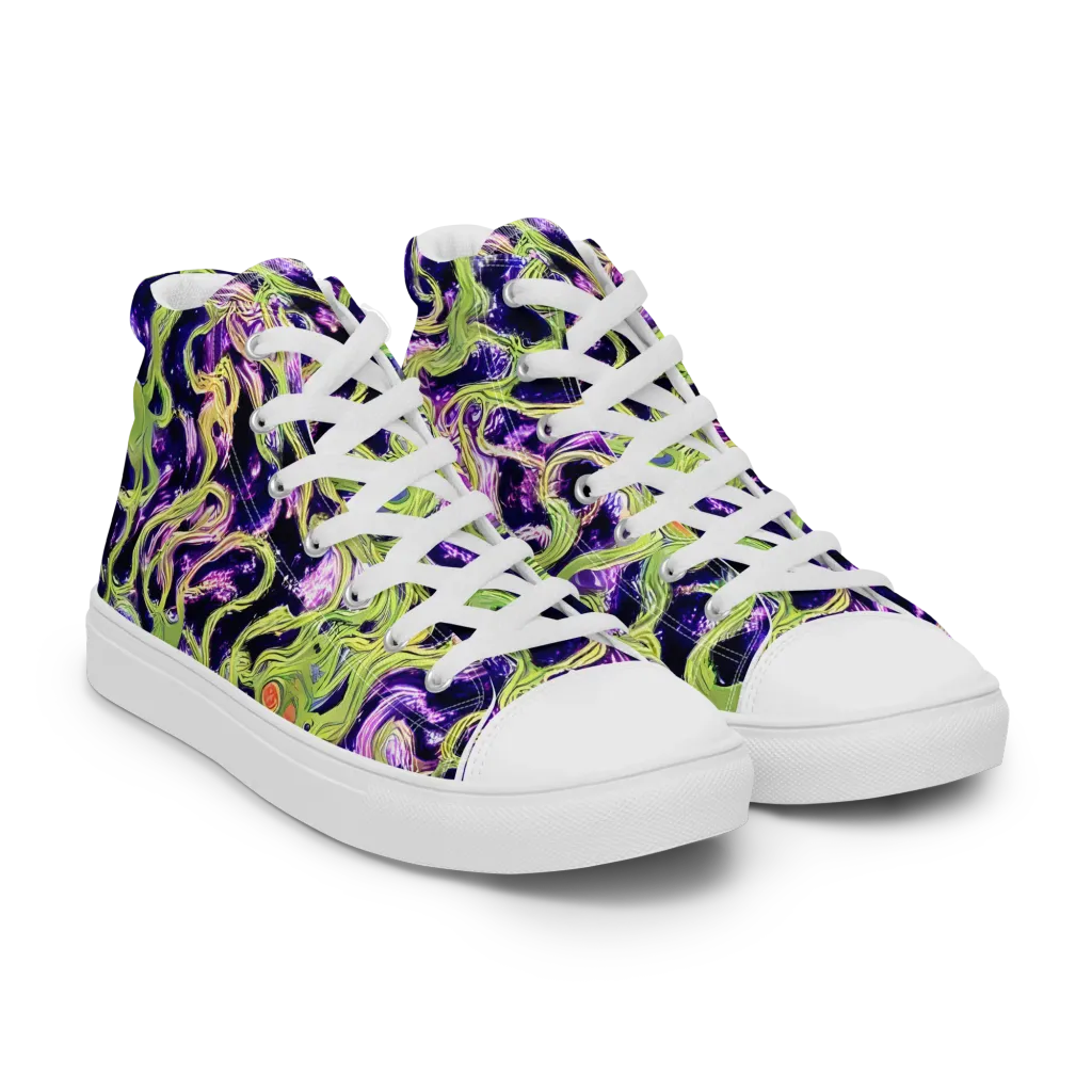 Orchid Supernova on Men's High Top Canvas Shoes — Right Front
