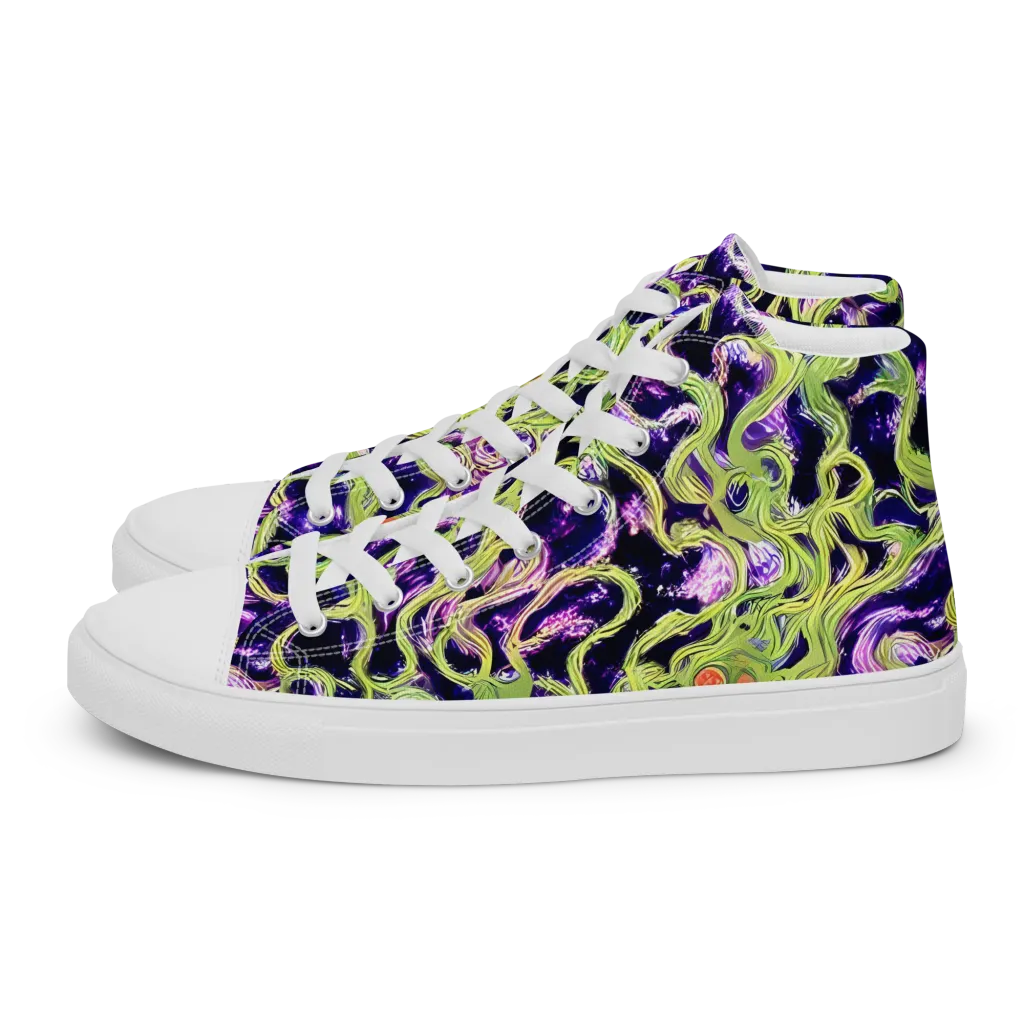 Orchid Supernova on Men's High Top Canvas Shoes — Left