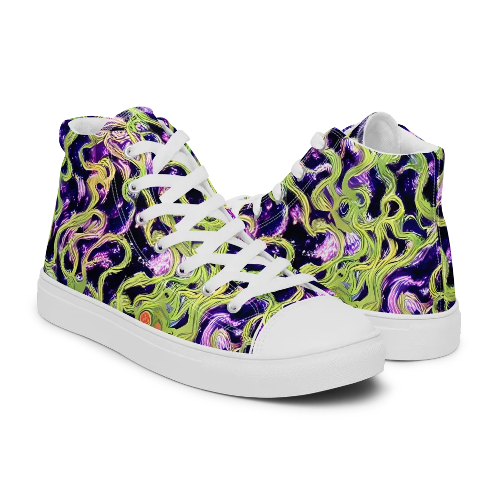Orchid Supernova on Men's High Top Canvas Shoes — Right