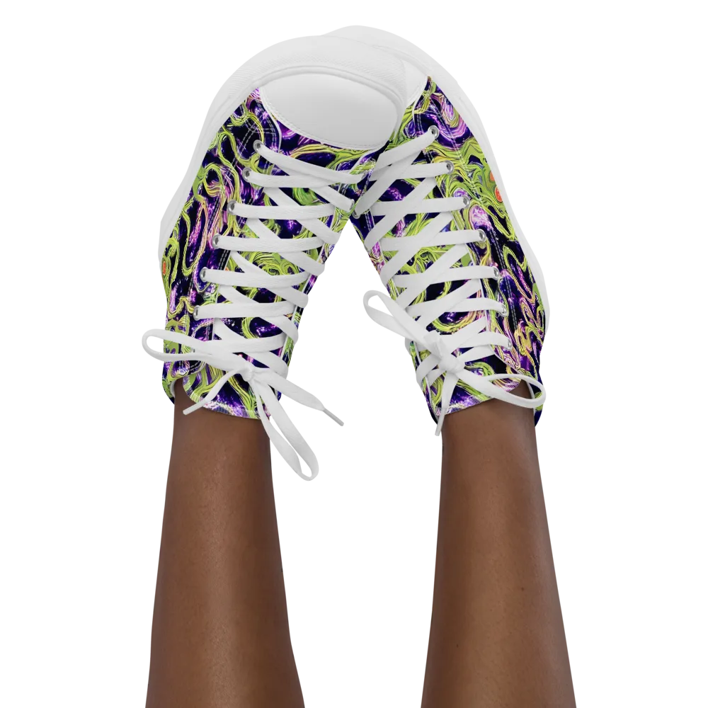 Orchid Supernova on Women's High Top Canvas Shoes — Front