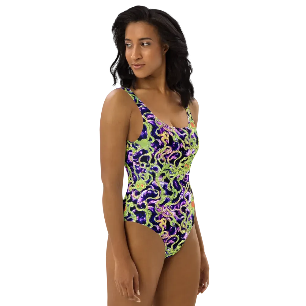 Orchid Supernova on One-Piece Swimsuit — Right