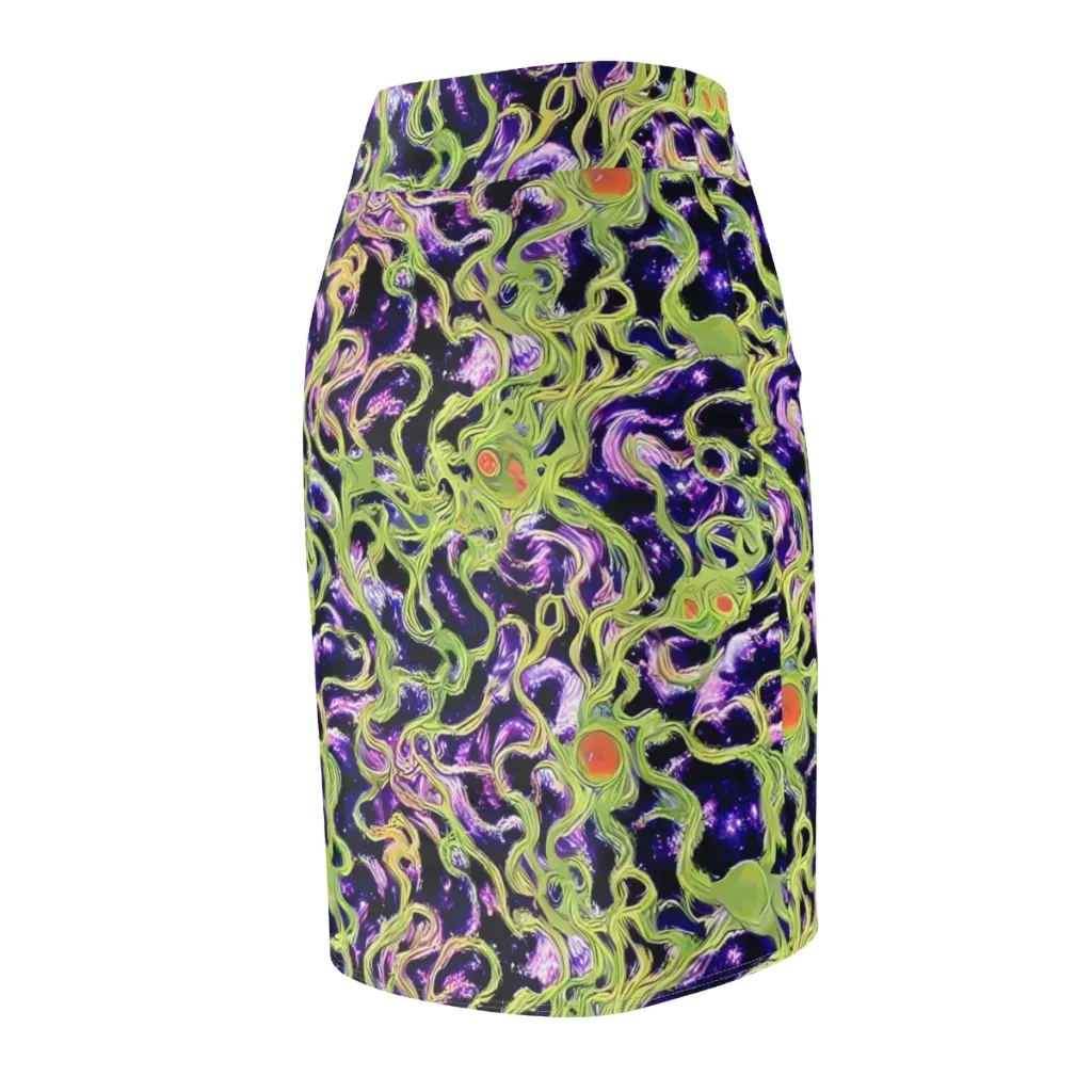 Orchid Supernova on Pencil Skirt — Back Side