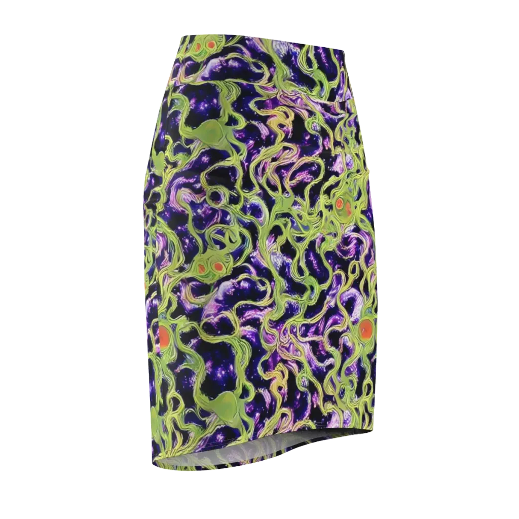 Orchid Supernova on Pencil Skirt — Front Side