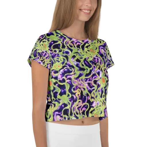 Orchid Supernova on a Crop Tee