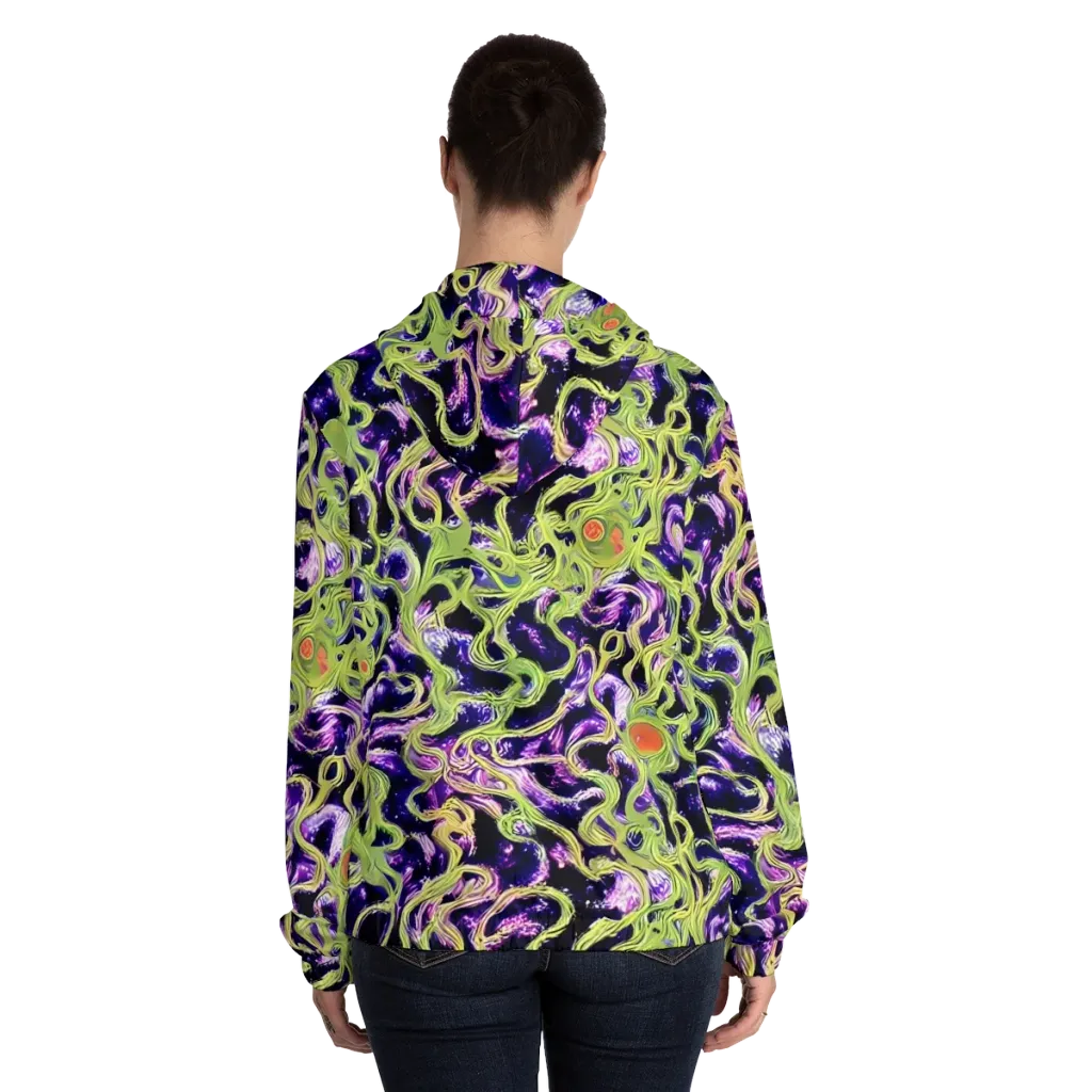 Orchid Supernova on Women's Full-Zip Hoodie — Back On Person