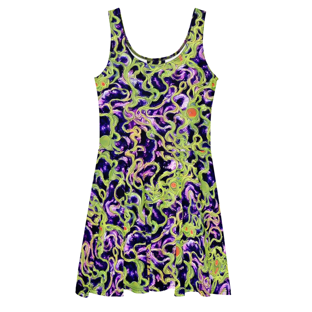 Orchid Supernova on Skater Dress — Front