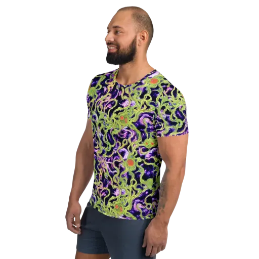 Orchid Supernova on a Men's Athletic T-Shirt