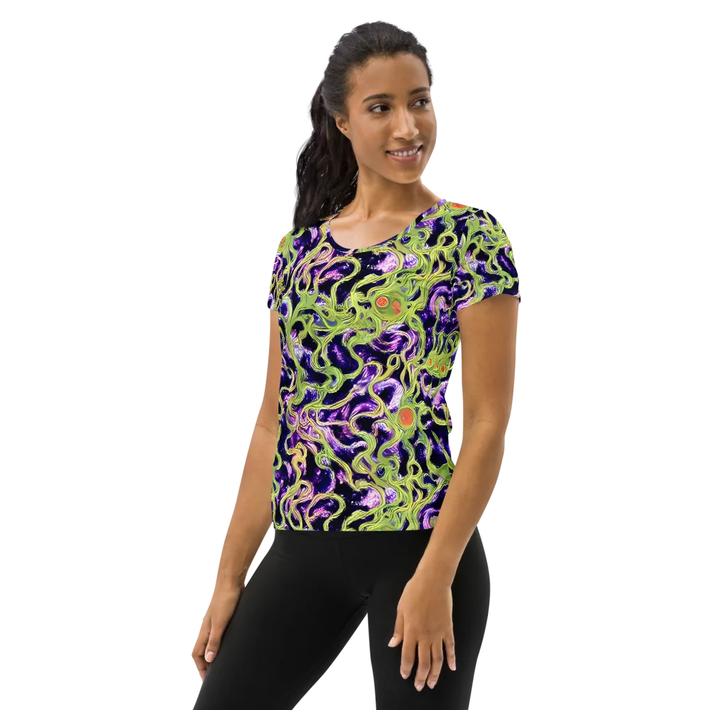 Orchid Supernova on Women's Athletic T-Shirt — Left