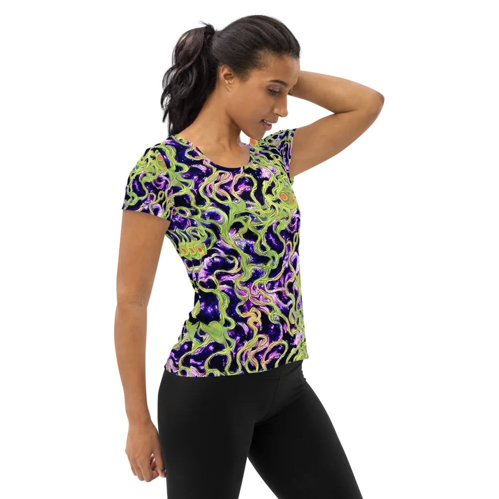 Orchid Supernova on Women's Athletic T-Shirt — Right