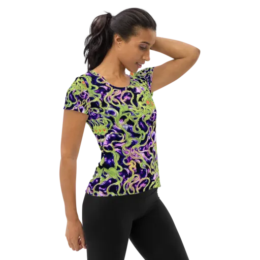 Orchid Supernova on a Women's Athletic T-Shirt