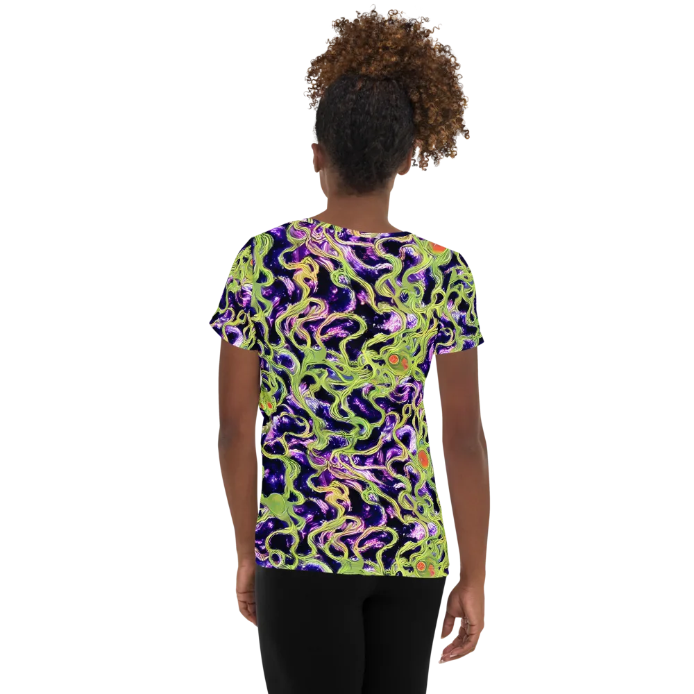 Orchid Supernova on Women's Athletic T-Shirt — Back