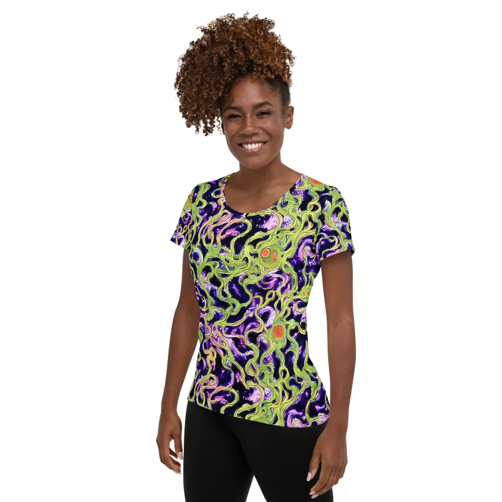 Orchid Supernova on Women's Athletic T-Shirt — Left