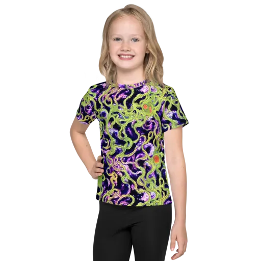 Orchid Supernova on a Kids Crew Neck T-Shirt