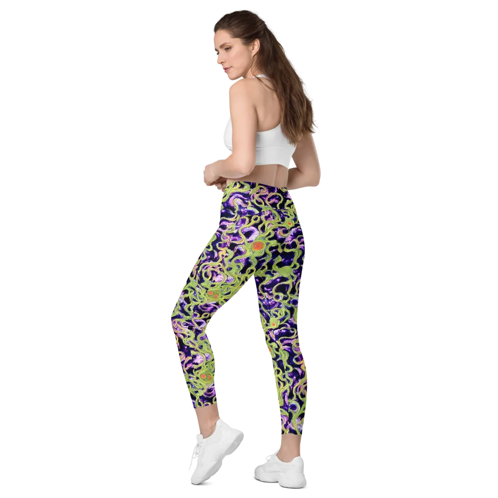 Orchid Supernova on Leggings with Pockets — Left Back