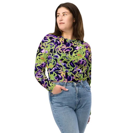 Orchid Supernova on a Long Sleeve Crop Top