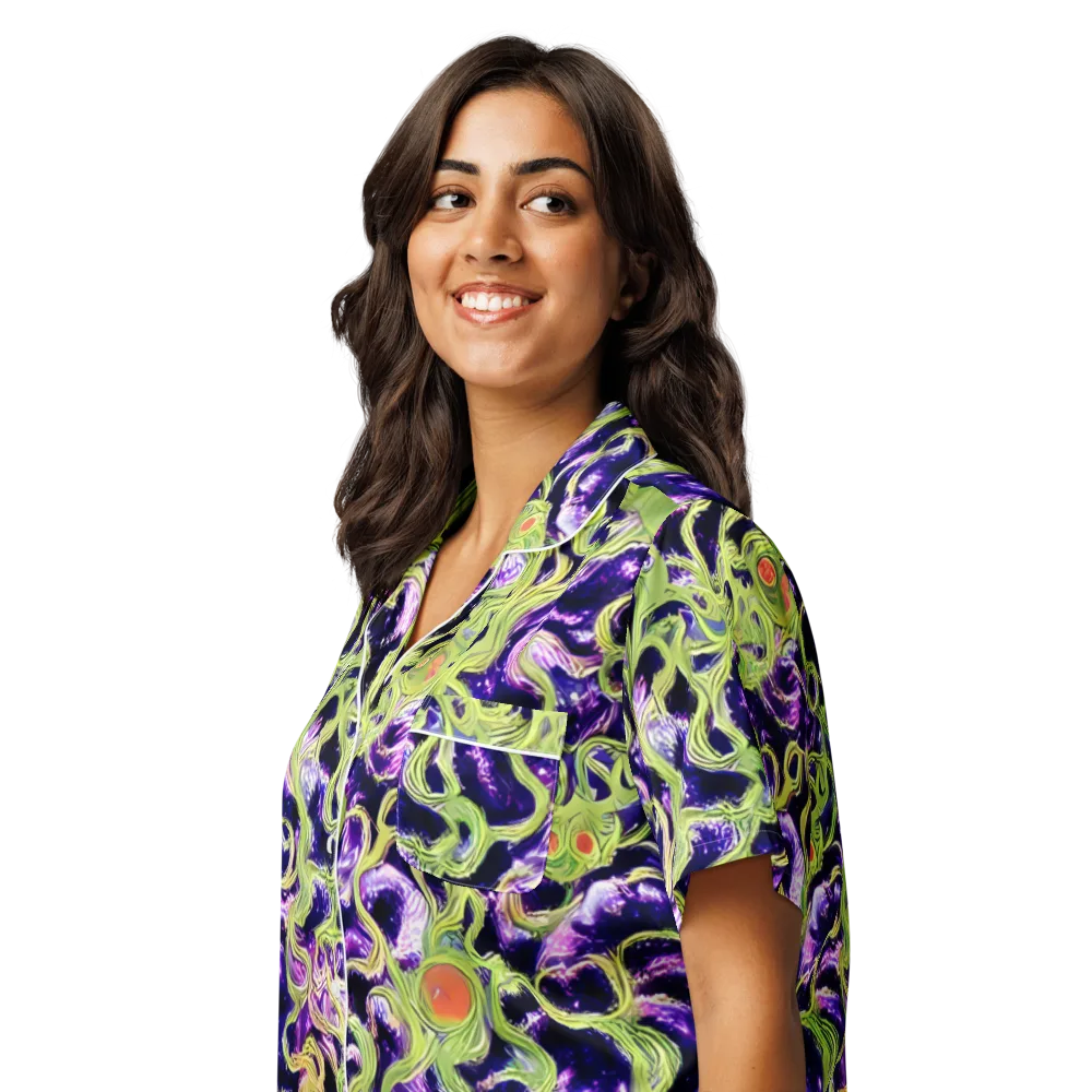 Orchid Supernova on Women's Short Sleeve Pajama Top — Left Front