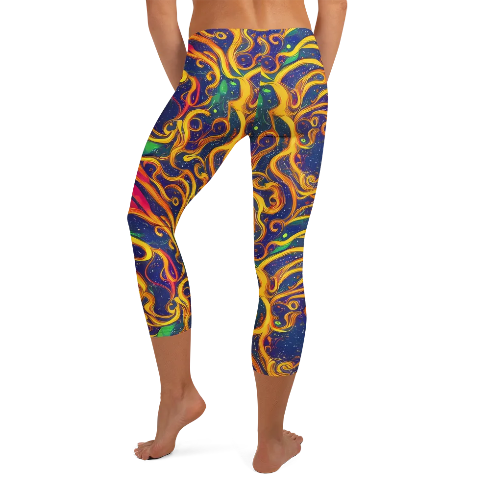 Sunfire Swirl on Capri Leggings — Back