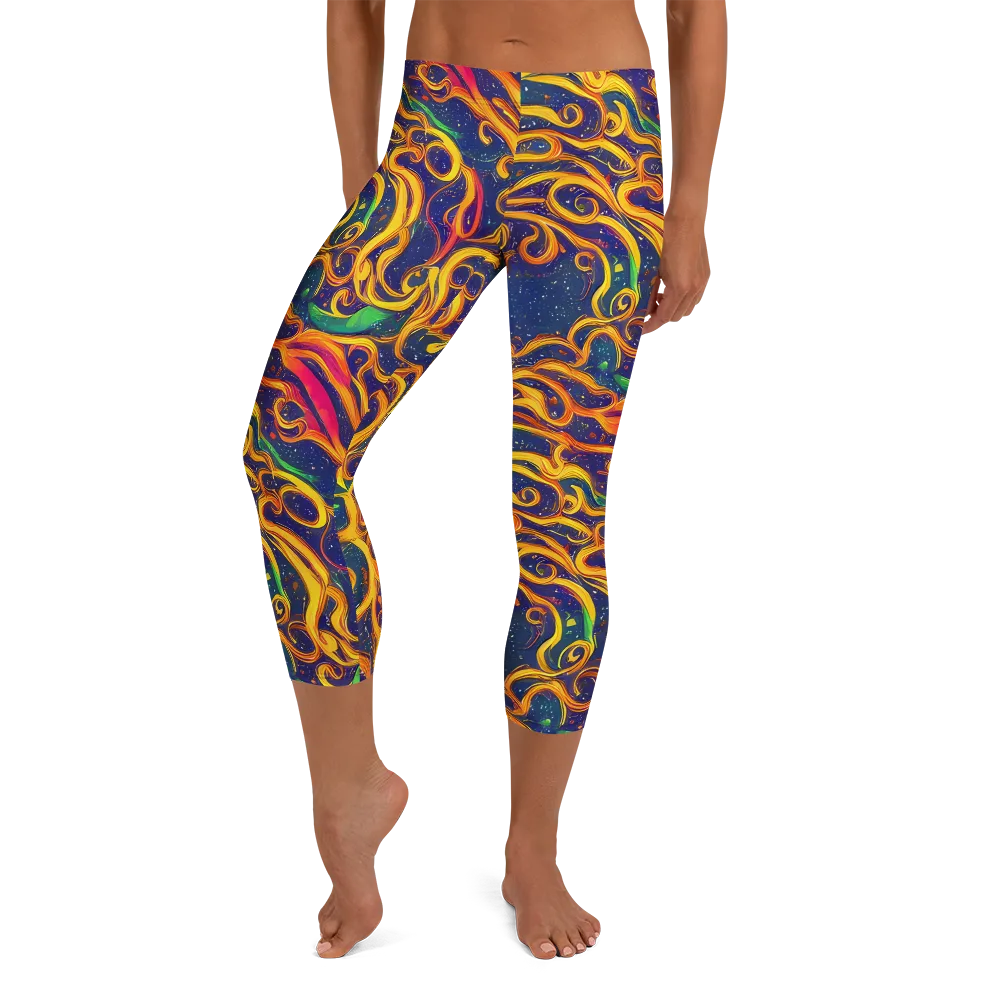 Sunfire Swirl on Capri Leggings — Front