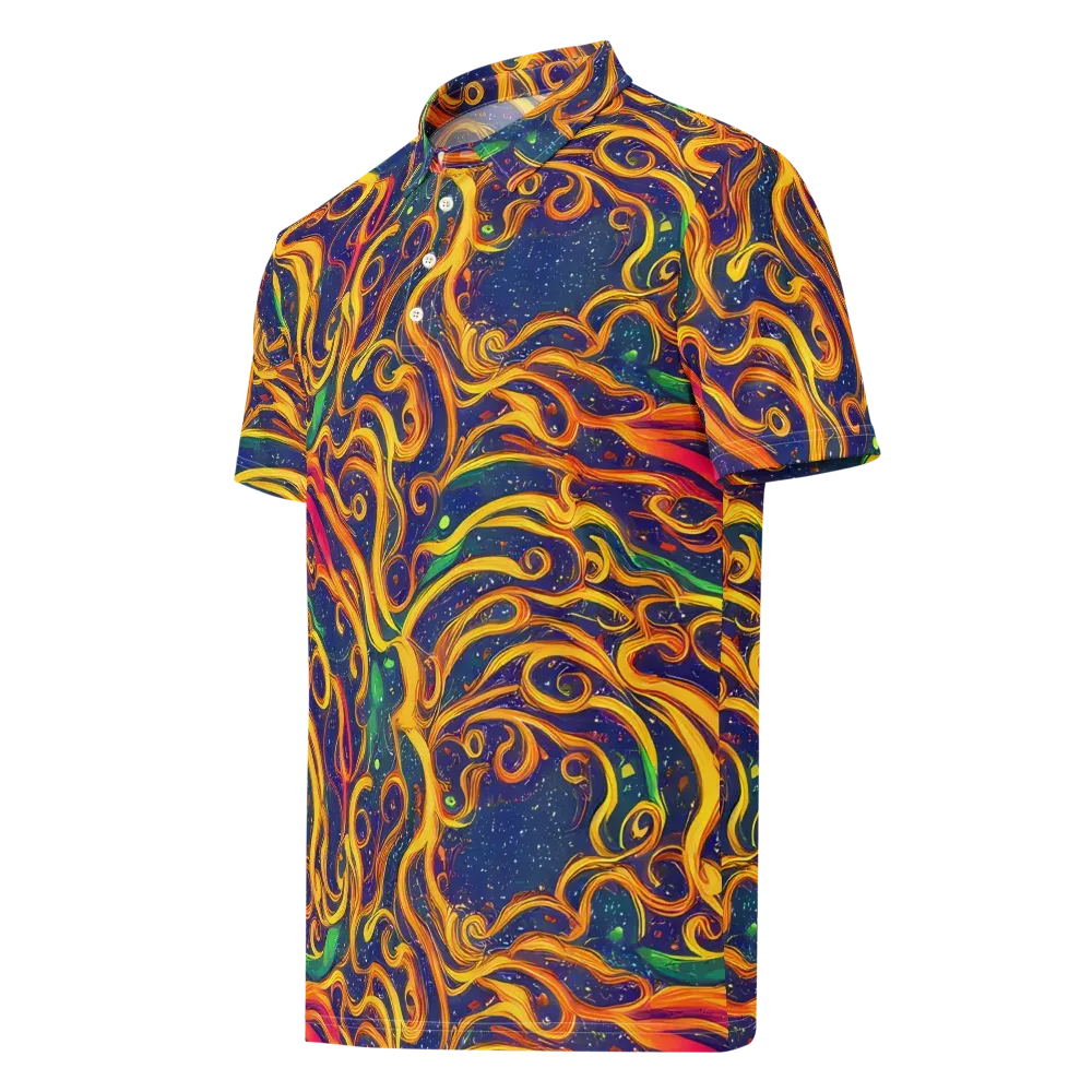 Sunfire Swirl on Men's Slim Fit Polo Shirt — Left Front