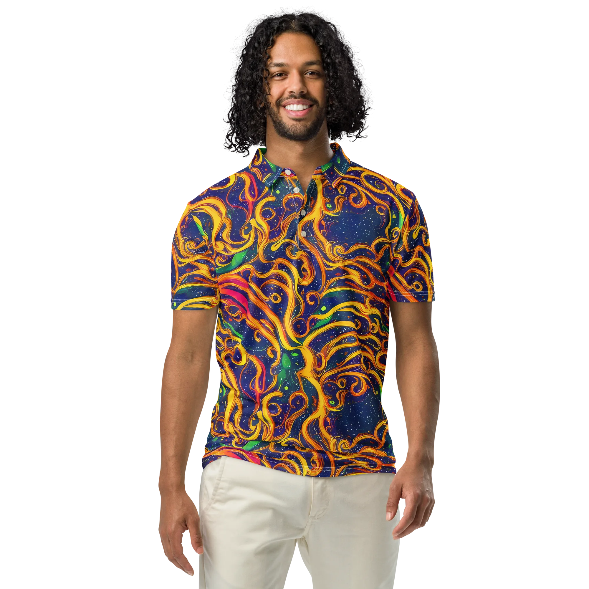 Sunfire Swirl on Men's Slim Fit Polo Shirt — Front