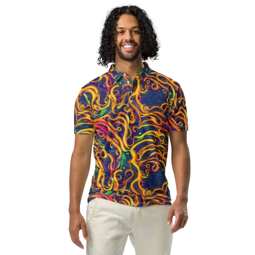 Sunfire Swirl on a Men's Slim Fit Polo Shirt