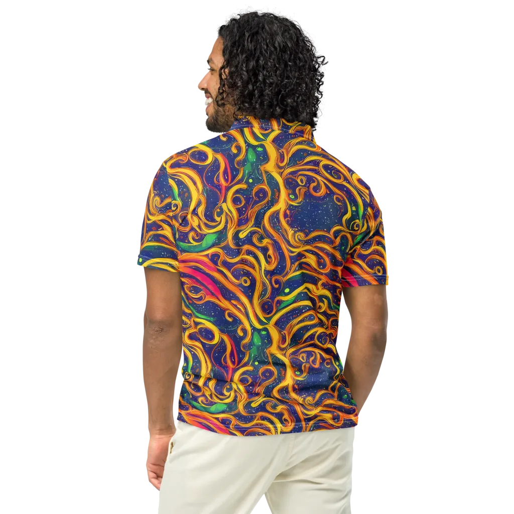 Sunfire Swirl on Men's Slim Fit Polo Shirt — Back
