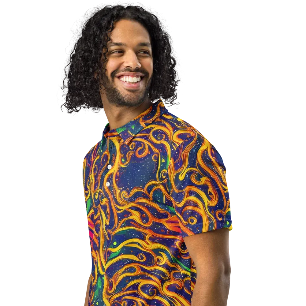 Sunfire Swirl on Men's Slim Fit Polo Shirt — Left Front