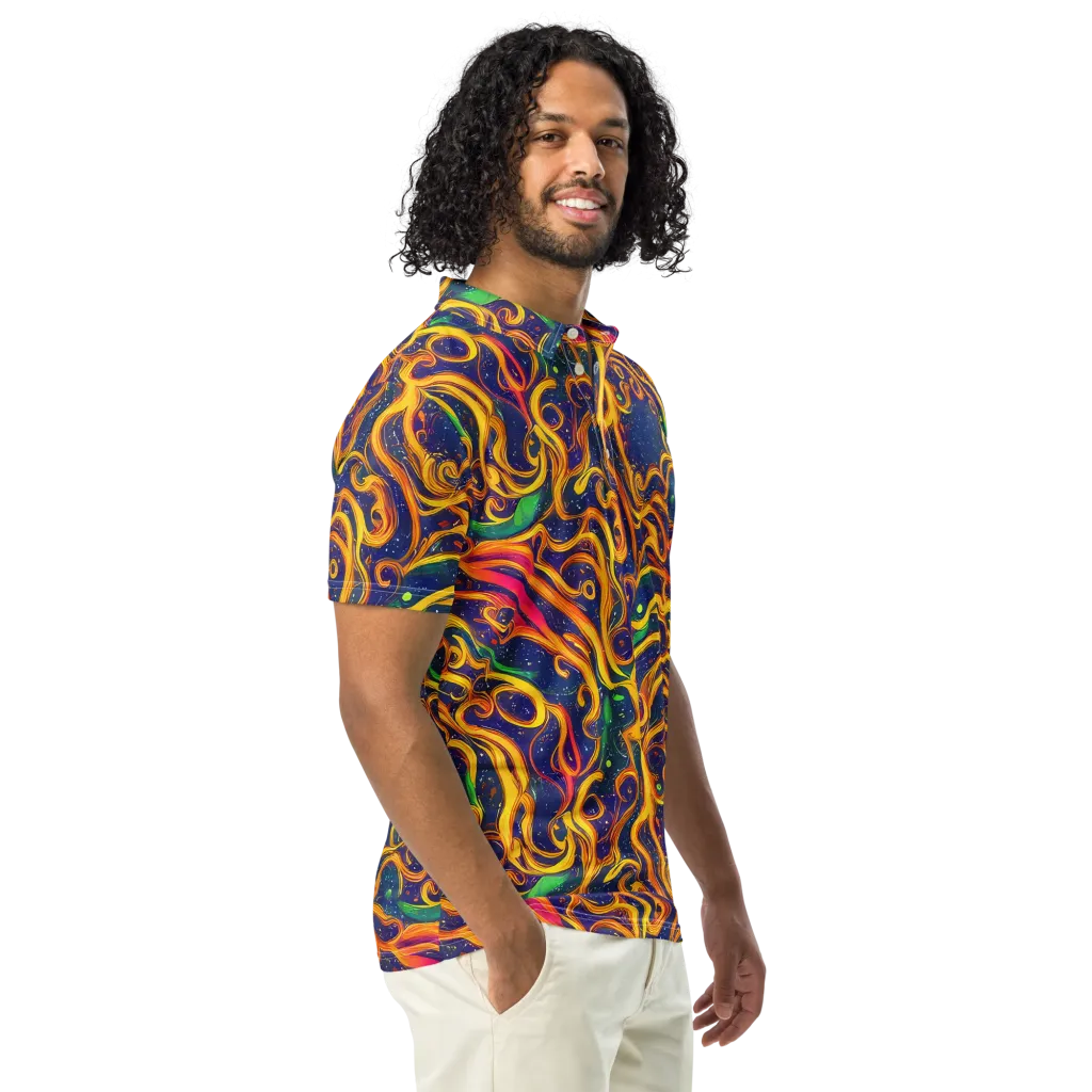 Sunfire Swirl on Men's Slim Fit Polo Shirt — Right Front