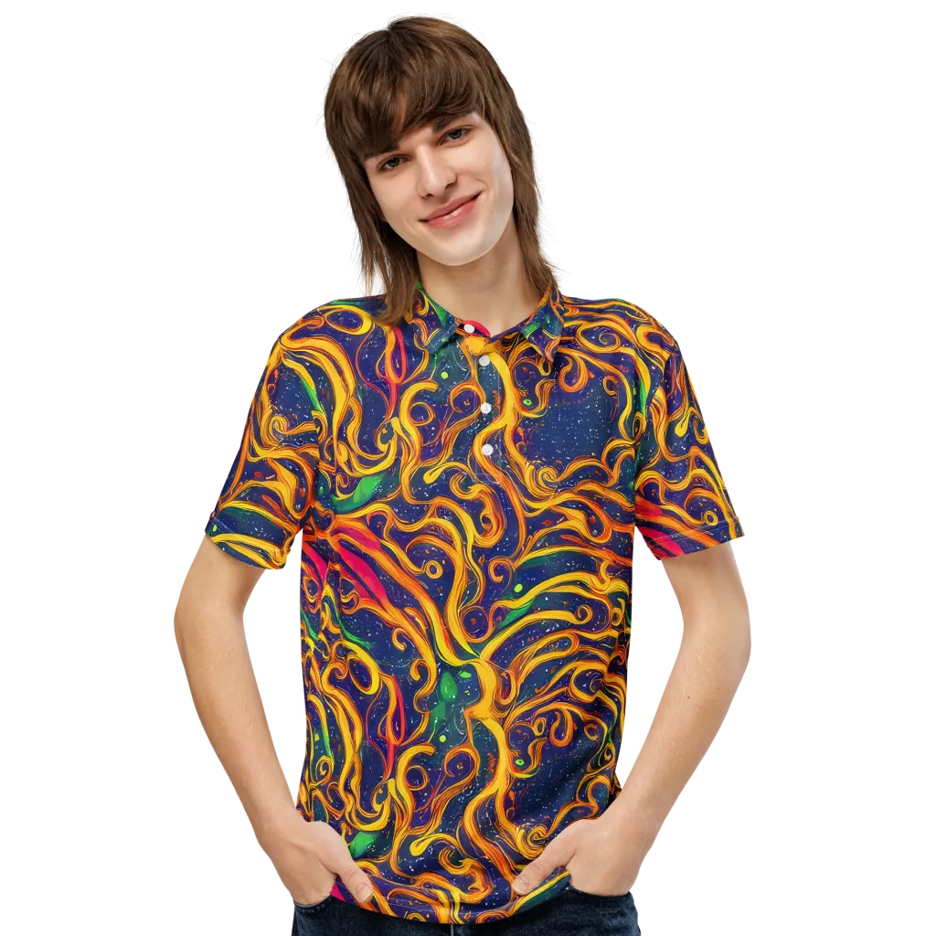 Sunfire Swirl on Men's Slim Fit Polo Shirt — Front