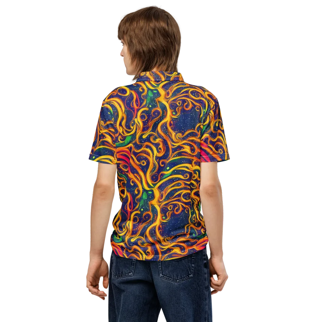 Sunfire Swirl on Men's Slim Fit Polo Shirt — Back