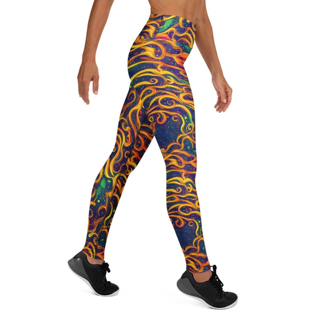 Sunfire Swirl on Yoga Leggings — Right