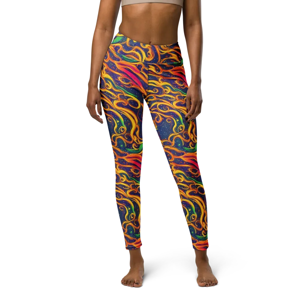 Sunfire Swirl on Yoga Leggings — Front