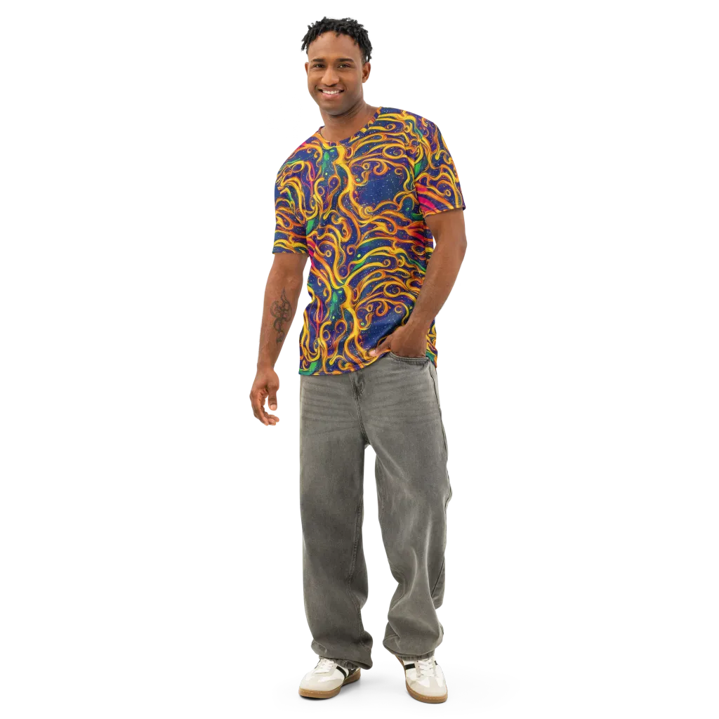 Sunfire Swirl on Men's Cotton Crew Neck T-Shirt — Front