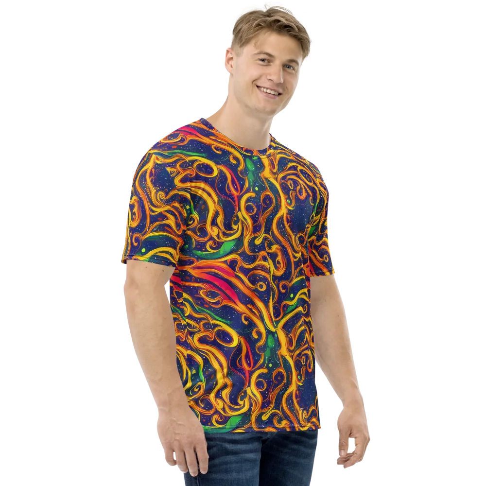 Sunfire Swirl on Men's Crew Neck T-Shirt — Right