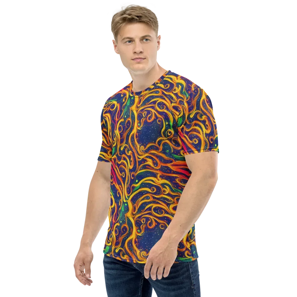 Sunfire Swirl on Men's Crew Neck T-Shirt — Left