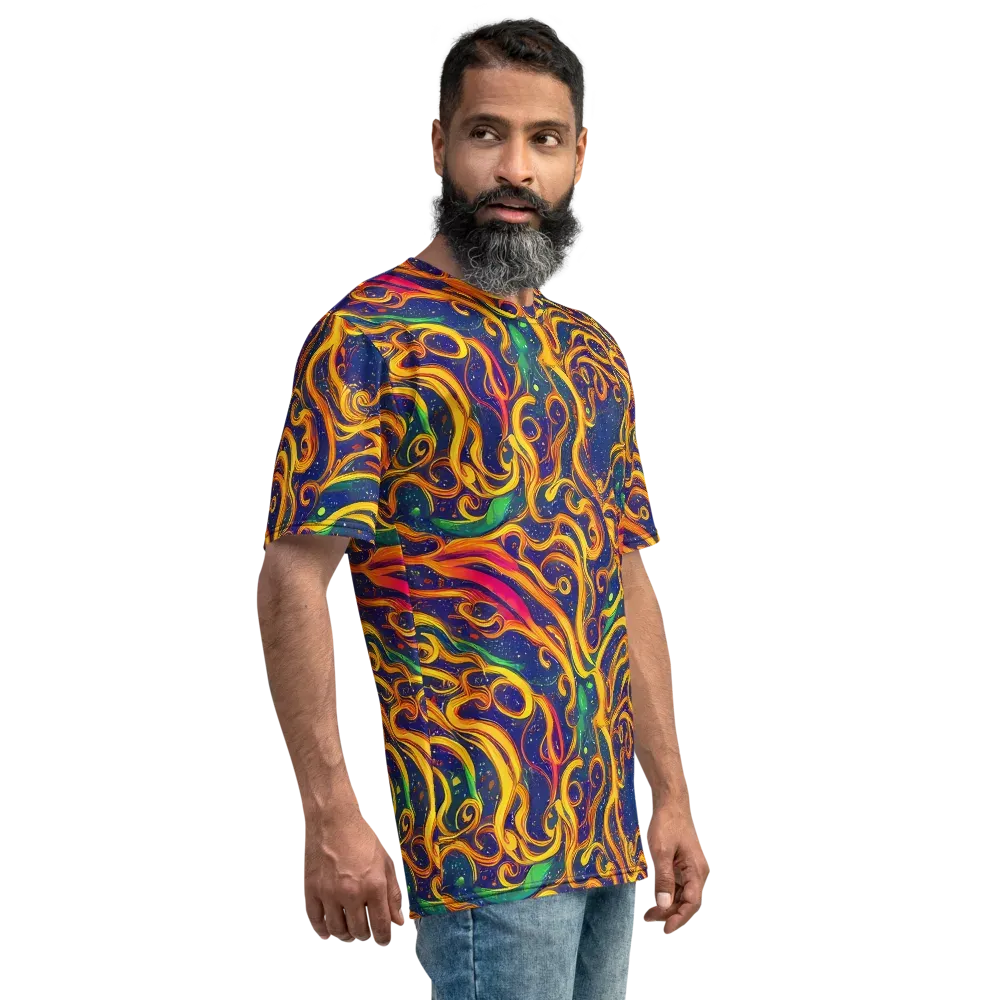 Sunfire Swirl on Men's Crew Neck T-Shirt — Right