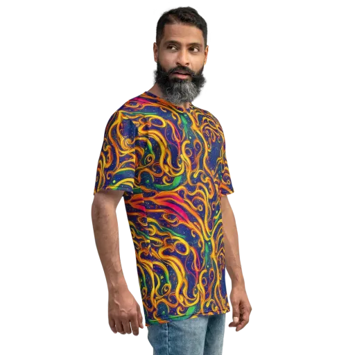 Sunfire Swirl on a Men's Crew Neck T-Shirt