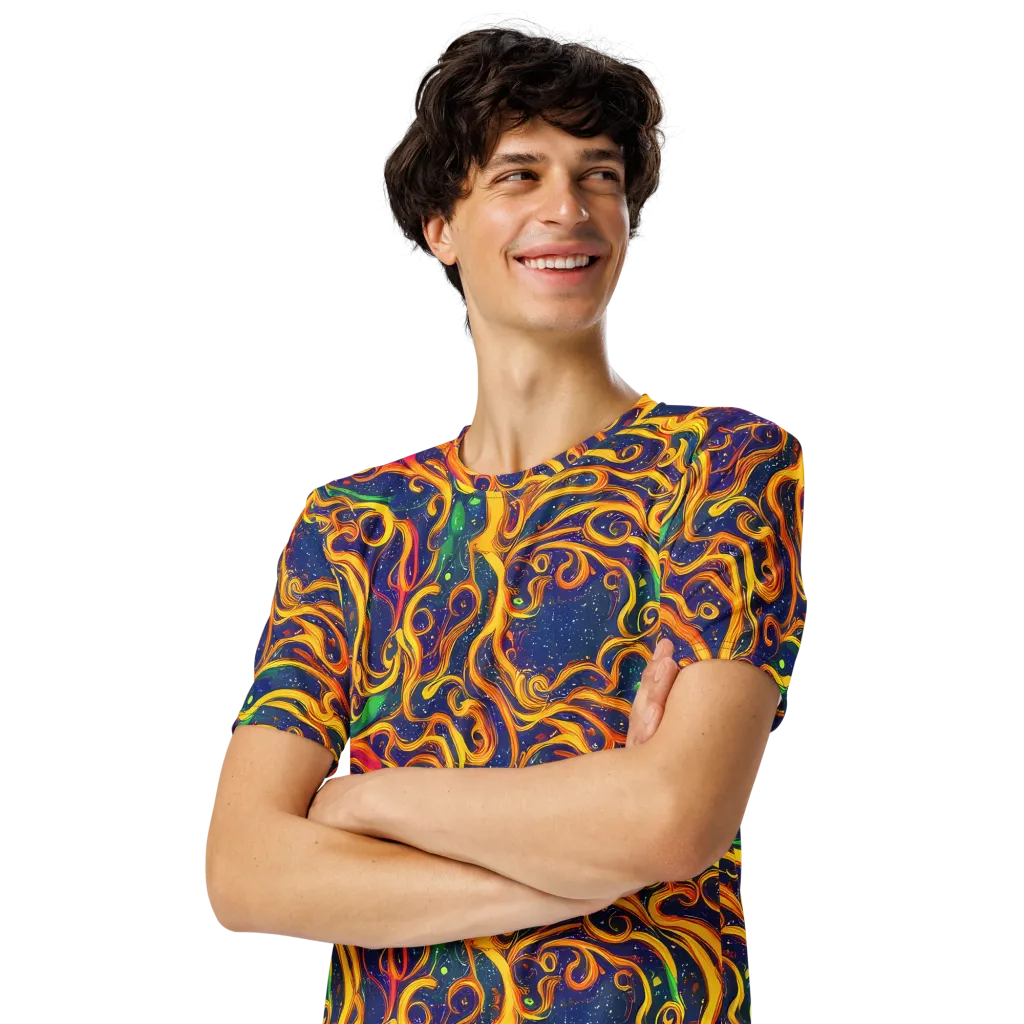Sunfire Swirl on Men's Crew Neck T-Shirt — Left Front