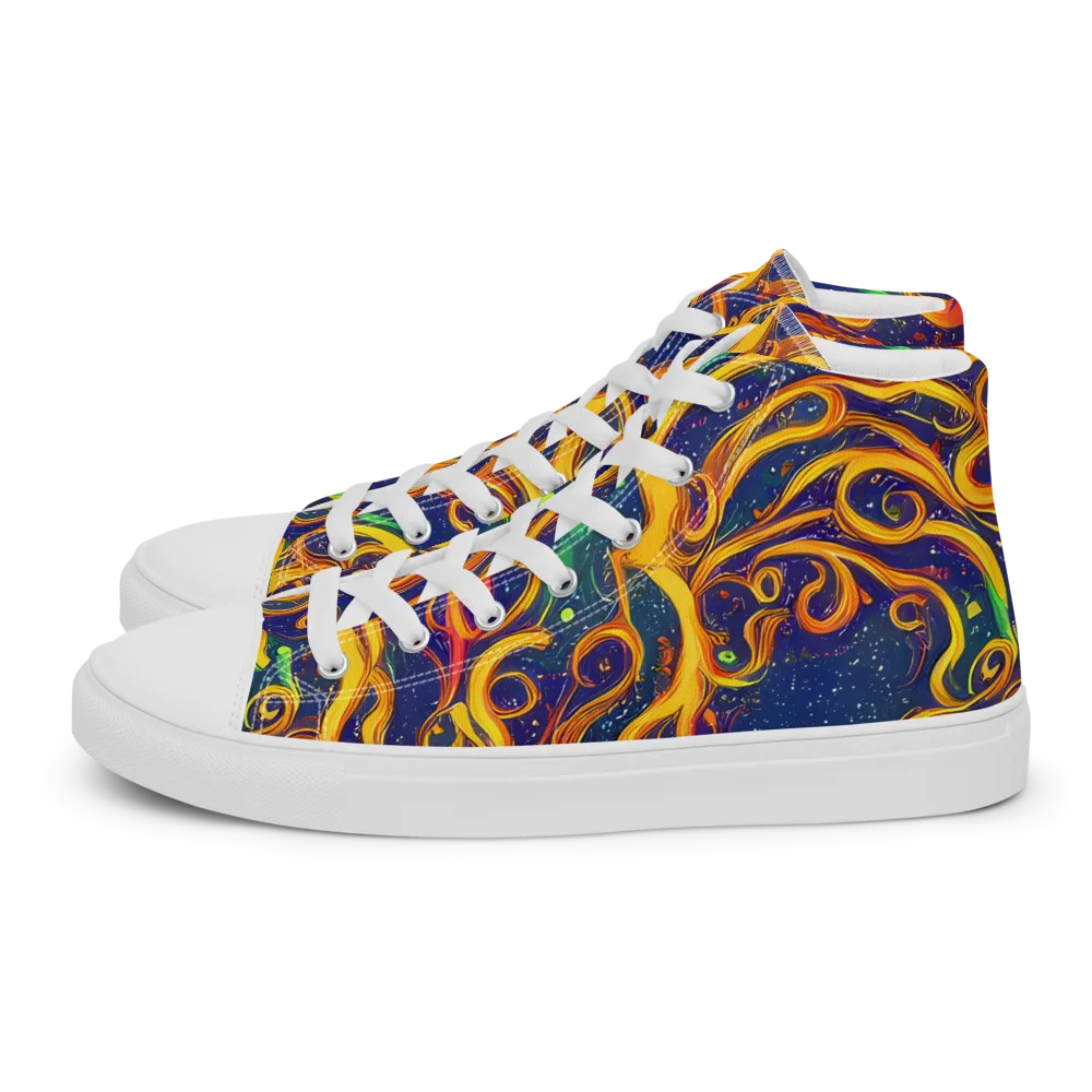 Sunfire Swirl on Men's High Top Canvas Shoes — Left