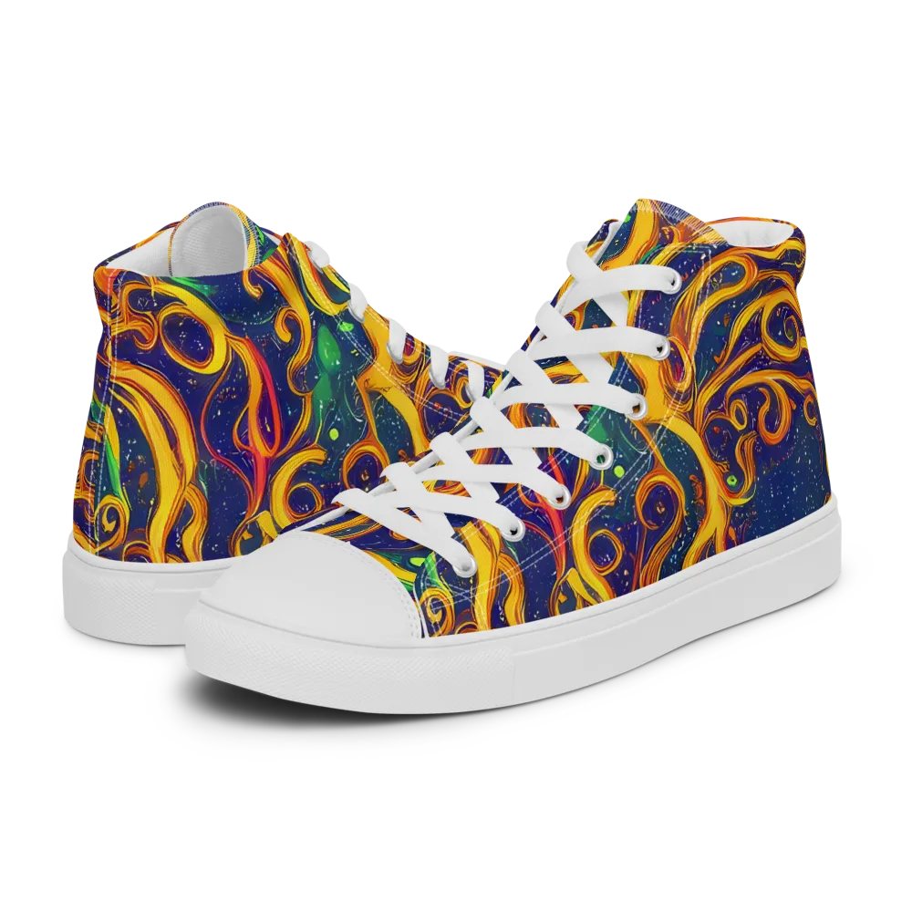 Sunfire Swirl on Men's High Top Canvas Shoes — Left