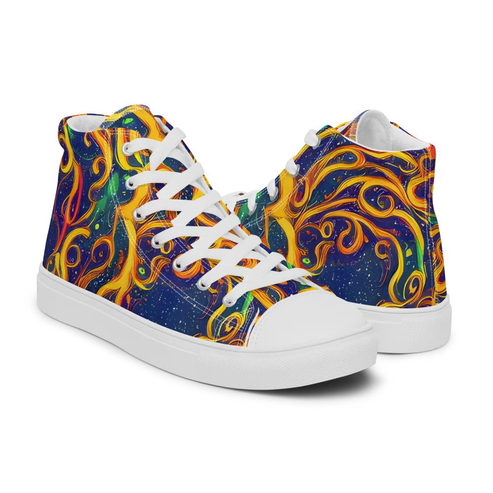 Sunfire Swirl on Men's High Top Canvas Shoes — Right