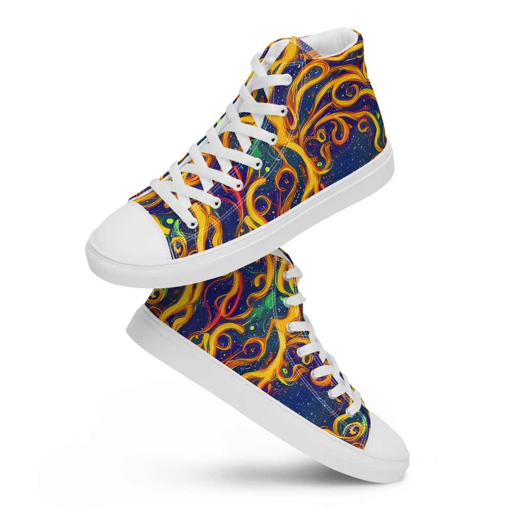 Sunfire Swirl on Men's High Top Canvas Shoes — Front