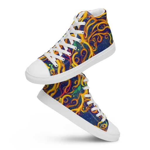 Sunfire Swirl on a Men's High Top Canvas Shoes