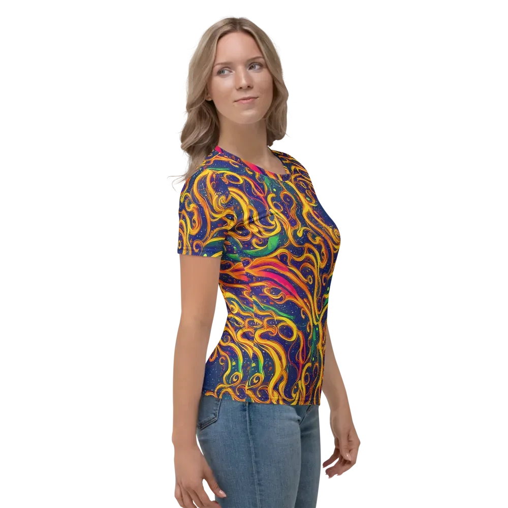 Sunfire Swirl on Women's Crew Neck T-Shirt — Right