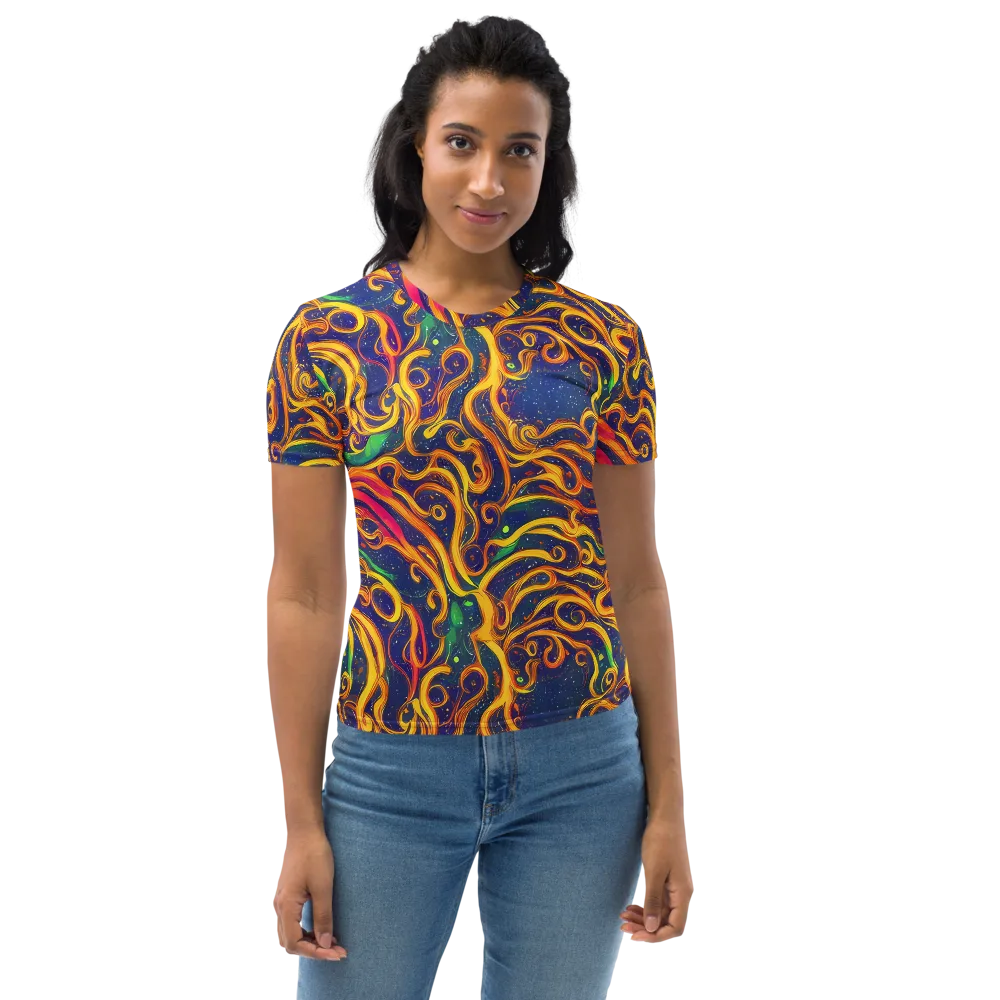 Sunfire Swirl on Women's Crew Neck T-Shirt — Front