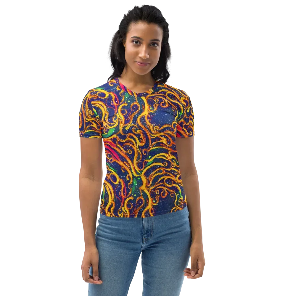 Sunfire Swirl on Women's Crew Neck T-Shirt — Front